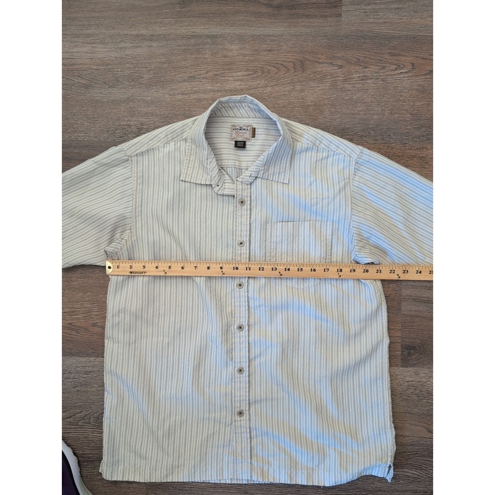O'Neill Heritage Series Shirt Fit Small Tag; Med Ivory Black Striped Button Up - Picture 14 of 16